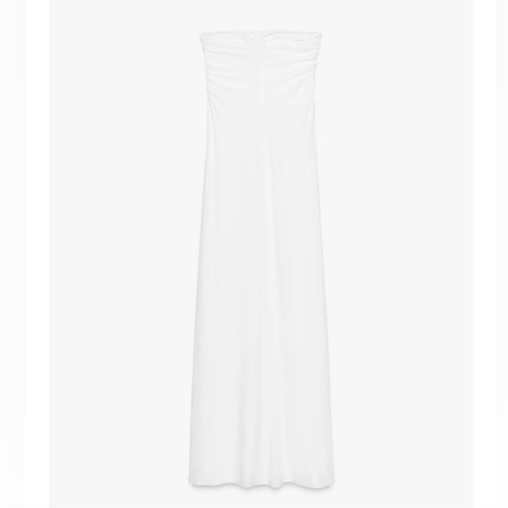 Zara Strapless Maxi Dress White Size S - Picture 8 of 10